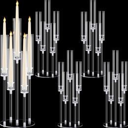 SZHOME Wedding Decoration Centerpiece Candelabra Clear Candle Holder Acrylic Candlesticks for Weddings DIY Event Party