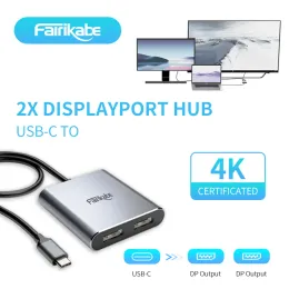 Hubs USB C to 2 DisplayPort Hub 4K60hz Dual DP Output Docking Station Type C Hub Adapter For MacBookAir Pro iPad Dell Thunderbolt 3/4