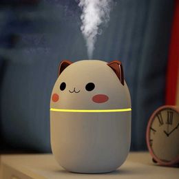 Humidifiers Portable 200ml air humidifier cute Kawaii aromatic diffuser with night light and cold fog suitable for bedroom household and car purifiers Y240422