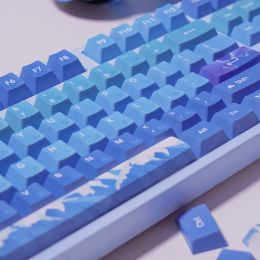 Keyboards 139 Keys Blue Ice Soul Bear Theme PBT, English, Japanese,For Mechanical Keyboard Keycaps /75/87/96/ 98/104/108 CustomizableDIY