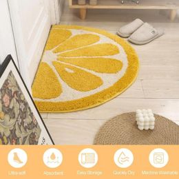 Carpets Half Circle Microfiber Bath Mat Yellow Cute Small Rugs Absorbent Anti-Skid Soft Shower For Bathroom Bathtub Livingroom