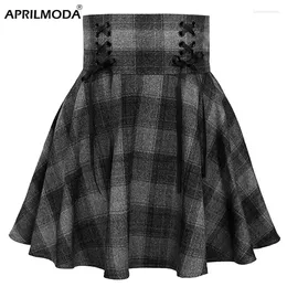 Skirts Gothic Harajuku Skirt Streetwear Black Grey Plaid Punk Woman Mini Skater Hip Hop Casual College Lolita Steampunk Vintage