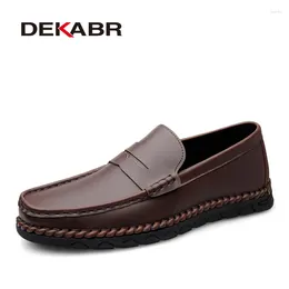 Casual Shoes DEKABR Fashion Spring Men Slip On Microfiber Loafers Comfortable High Quality Handmade Driving Size 38-46