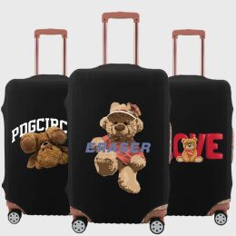 Accessories Thicken Luggage Cover Cute Bear Print Travel Accessory Elastic Bag Luggage Cover for 1832 Inch Suitcase Elastic Dust Cover