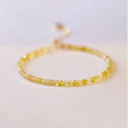 Bracelets New Arrival 2mm Slim Natural Yellow Opal Beads Beaded Bracelets for Women Love Lucky Wealth Fine Jewellery Accessories YBR667