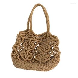 Storage Bags Straw Beach Bag Handbags Portable Hollow Women Lady Large Shoulder Casual Summer Travel Totes Purses