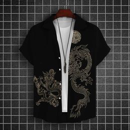 Men's Casual Shirts Mens Short sleeved Top Dragon Graphic Clothing 3D Shirt 2024 Casual Street Clothing Summer Mens Shirt yq240422