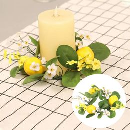 Decorative Flowers Flower Wreath Candle Ring Artificial Leaves Spring Greenery Garland Pillar Home Wedding Party Table Decoration