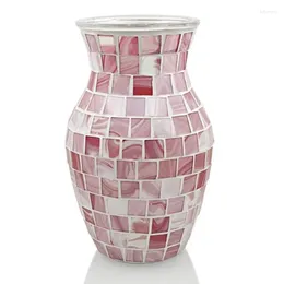 Vases European Style Glass Vase Pink Mosaic Fashionable Home Decor Dining Room Oranments