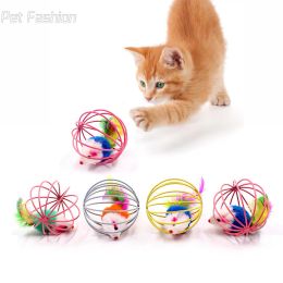 Toys 1pc Cat Toy Stick Feather Wand With Bell Mouse Cage Toys Plastic Artificial Colorful Cat Teaser Toy Pet Supplies Random Color