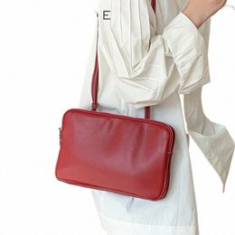 double Layer Zipper Cute Small Design Solid Color Shoulder Bags for Women 2024 Korean Fi Handbags Leather Tote Bag t2wh#