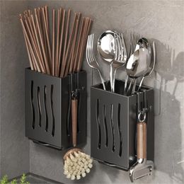 Kitchen Storage Utensil Rack Draining Chopstick Holder Wall-Mounted Or Freestanding Cutlery Box Plastic