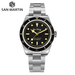 Watches San Martin Luxury Men Watches 38mm Diver Retro 6200 Water Ghost NH35 Automatic Mechanical Sapphire Vintage Watch Waterproof 200m