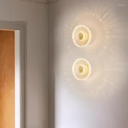 Wall Lamp Round Acrylic LED Light Gold Brass Modern For Bedroom Stairs Aisle Parlor 3 Changeable Drop