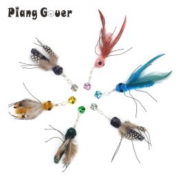 Toys 3pcs/6pcs Feather Cat Toy Replacement Head Cat Funny Teaser Stick Wand Bug Artificial Insect Pet Toy