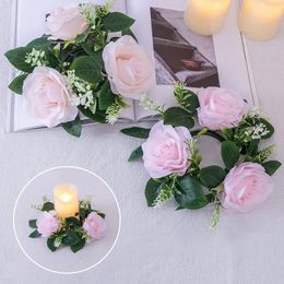 Decorative Flowers Wedding Party Door Home Table Decoration Candlestick Artificial Flower Rings Rose Wreath Garland