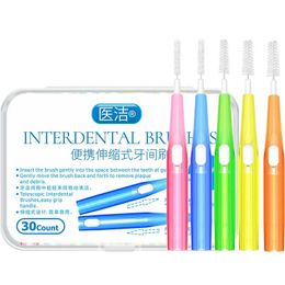 Retractable Interdental Brush 30/box Interdental Brush Orthodontic Toothbrush Cleaning Tooth Gap Braces Tooth Gap Brush
