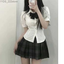 Men's Casual Shirts Japanese Jk uniform dent womens short sleeved college style design unique Ins pure spicy girl white bow shirt yq240422