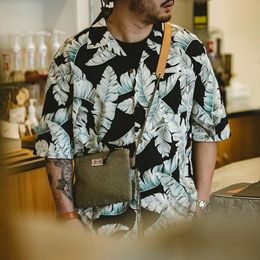 Maden Vintage Hawaiian Banana Leaf Short Sleeve Shirts for Men Summer Beach Vacation Printed Shirt Loose T-shirts Floral Blouses 240409