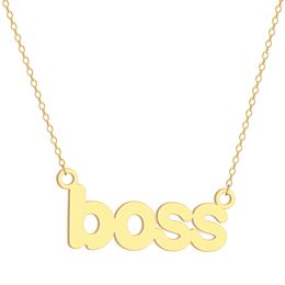 Cute Boss Letter Necklace English Word Stainless Steel Script Charm Chain Clavicle Collar Choker for Women Girl Child Hiphop Rock Jewelry