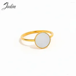 Cluster Rings Joolim High End PVD Waterproof Fashion Elegant Natural Freshwater Coloured Shell Ring For Women Stainless Steel Jewellery