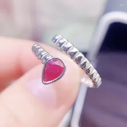 Cluster Rings Natural Real Red Ruby Ring Per Jewelry Adjustable Style 925 Sterling Silver 4 6mm 0.5ct Gemstone Fine L243163