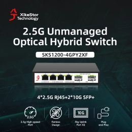 Switches XikeStor 2.5G Unmanaged Switch 4 Ports 2.5g and 2 SFP+ Slots Ethernet Switch Home Lab Hub Internet Splitter Plug and Play