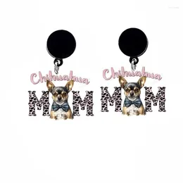 Dangle Earrings Chihuahua Mom Acrylic Charms Drop Earring Epoxy Pet Dog Love Mama Girls Party Jewellery Gifts Wholesale