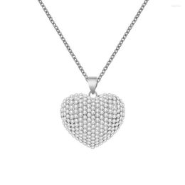 Pendant Necklaces Trendy Crystal Love Heart Neckalce For Women Stainless Steel Chain Shiny Rhinestone Fashion Jewellery Lover Pretty280n