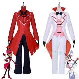 アニメコスチュームアニメHazbin Cosplay Hotel Alastor Cosplay Lucifer Come Red Uniform Radio Demon Role Play Hallown Carnival Party Outfit Y240422
