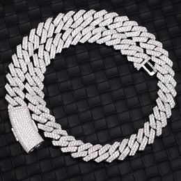 Hip Hop Chain 14mm 2rows Real 925 Silver Vvs Moissanite Diamond Gra Certificate Cuban Links Chains