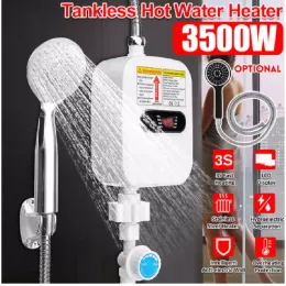 Heaters JY018B 3500W 220V Mini Water Heater Hot Electric Tankless Household Bathroom Faucet with Shower Head LCD Temperature Display