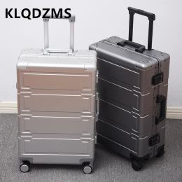 Luggage KLQDZMS 20"24"26"28" Inch Multifunctional AllMetal AluminumMagnesium Alloy Suitcase Unisex Cabin Lightweight CarryOn Luggage