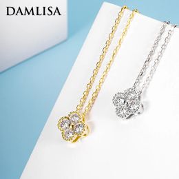 Necklaces DAMLISA 3mm Round Brilliant Cut D Colour Moissanite Pendant Necklace 925 Silver 18K Gold Colour Diamond Test Past Gems Necklace