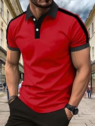 -selling mens casual sports short sleeved Polo top oversized comfortable top T-shirt mens clothing 240410