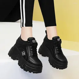 Casual Shoes Women's Wedges Sneakers Spring Autumn Non-slip Solid Colour Round Head Lace Up Comfort Running Sapato Femininas