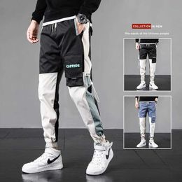 Men's Pants New Strtwear Mens Multi Pockets Cargo Harem Pants Hip Hop Casual Male Track Pants Joggers Trousers Fashion Harajuku Men Pants Y240422