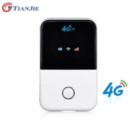 Routers Tianjie 4G Wifi Router Mini 3G Lte Rechargeable Battery Wireless Portable Pocket Mobile Hotspot Car WiFi With Sim Card Slot