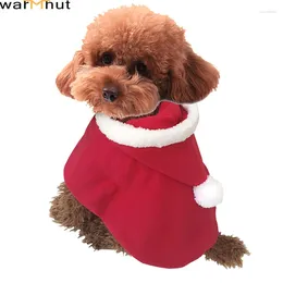 Dog Apparel WarmHut Cat Cloak With Hood Pet Christmas Cute Funny Cosplay Dresses Puppy Animal Winter Warm Outfits Clothes Red S M L XL