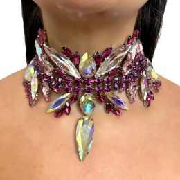 Necklaces Stonefans Bridal Exaggerated Crystal Choker Statement Collar for Women Luxury Colourful Large Rhinestone Necklace Party Jewellery