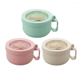 Bowls 850ml/29oz Noodle Bowl Round Microwave Soup With Lid Handle Spoon Leak-Proof Portable Kitchen Tableware