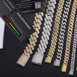 High Quality Cubana Hip Hop Jewelry 6-25mm 925 Sterling Silver Vvs Moissanite Diamond Iced Out Cuban Link Chain Necklace for Men