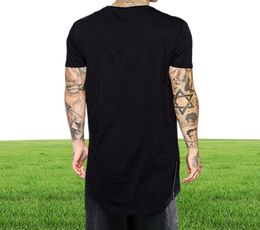 New Clothing Mens Black long t shirt Zipper Hip Hop longline extra long length tops tee tshirts for men tall tshirt7252123