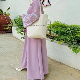 Ethnic Clothing Soft Crepe Embroidery Palestine Kefiyyeh Abaya Ramadan Tassel Dubai Women Muslim Dress Modest Islamic