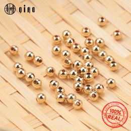 Strands 100pcs 14K Gold Filled Spacer Beads 2mm 3mm 4mm Round Loose Bead for Bracelets Necklace DIY Jewellery Making Accessories Wholesale