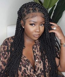 FANCIVIVI Large Twist Braids Over Hip-Length 36" Full Hand Tied Lace Braided Wig