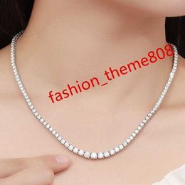 Luxury Fine Jewellery Necklace Gradient Size Moissanite Diamond Tennis 925 Sterling Silver Chain Moissanite Tennis Chains Necklace