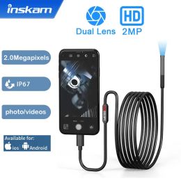 Cameras INSKAM Endoscope Inspection Camera 3 in 1 Micro USB/TypeC Mini Inspection Camera for IOS iphone Waterproof Pipeline Borescope