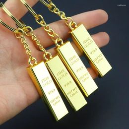 Keychains Faux Ingot Bullion Keychain For Women Bag Pendant Men Metal Car Key Chains Gold Color Bar Keyring Business Gift