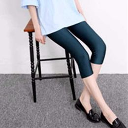 여자 바지 카프리스 여름 7 점 탄력성 레깅스 여성 높은 허리 패션 슬림 얇은 요가 밀크 실크 레깅스 여성 바지 SA0048 Y240422